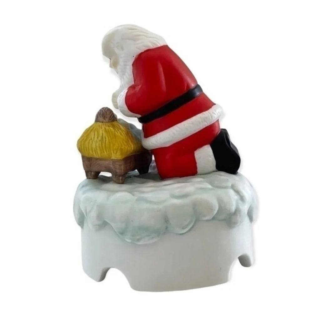 Vintage 1983 Roman The Kneeling Santa Musical Figurine Baby Jesus 5.5